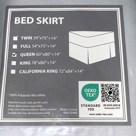 Unbranded Queen Size Bedskirt Gray 60x80 Polyester Microfiber New in‎ Package - Picture 3 of 4